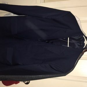 Navy Blue Sharkskin Blazer